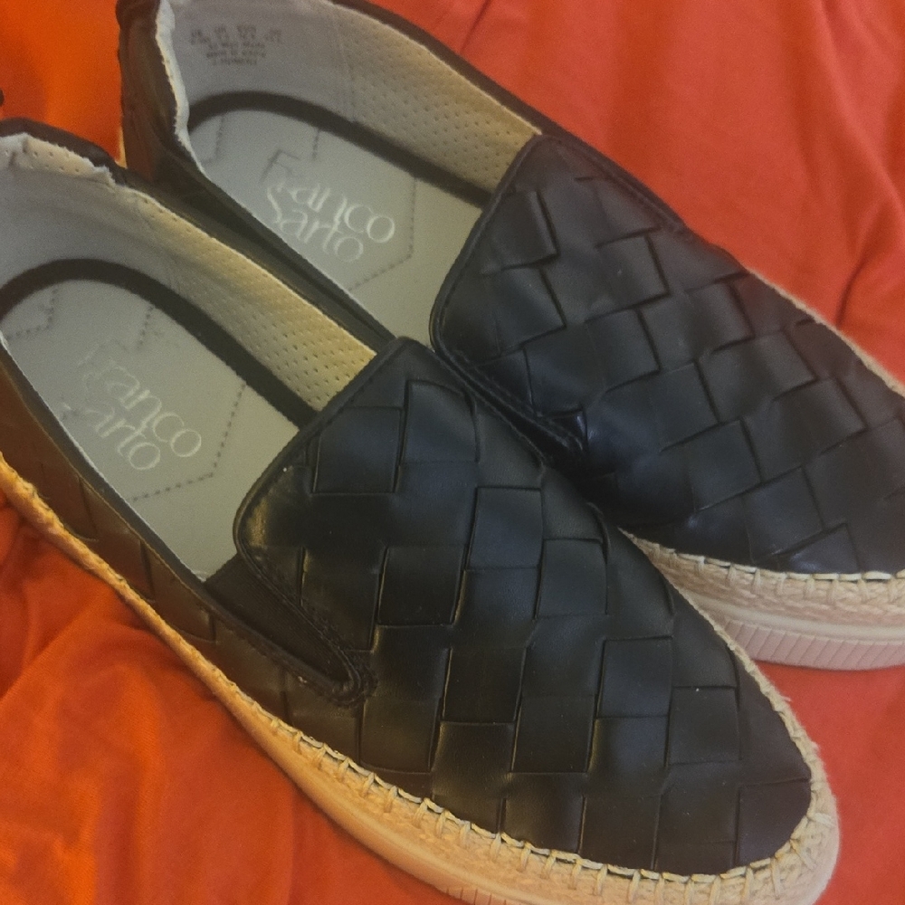 Franco Sarto Black Woven Espadrille Loafers